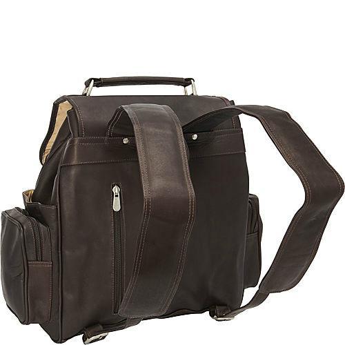 backpack leather two holes DOUBLE LOOP FLAP-OVER LAPTOP BACKPACK – Piel Leather