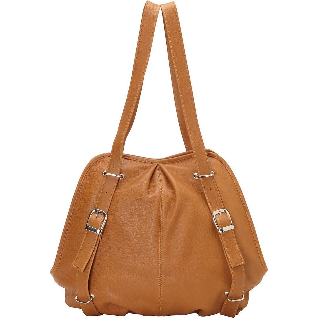 convertible leather backpack satchel with adjustable strap Piel Leather Convertible Buckle Backpack/Shoulder Bag