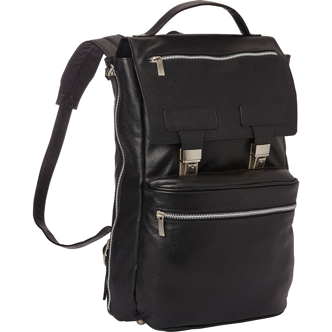 black leather fold backpack Laptop bag LeatherNeo cut from sustainable leather and features all the functionality of a hardworking bag including room for a 13 laptop and water bottle Large Black Leather Backpack For