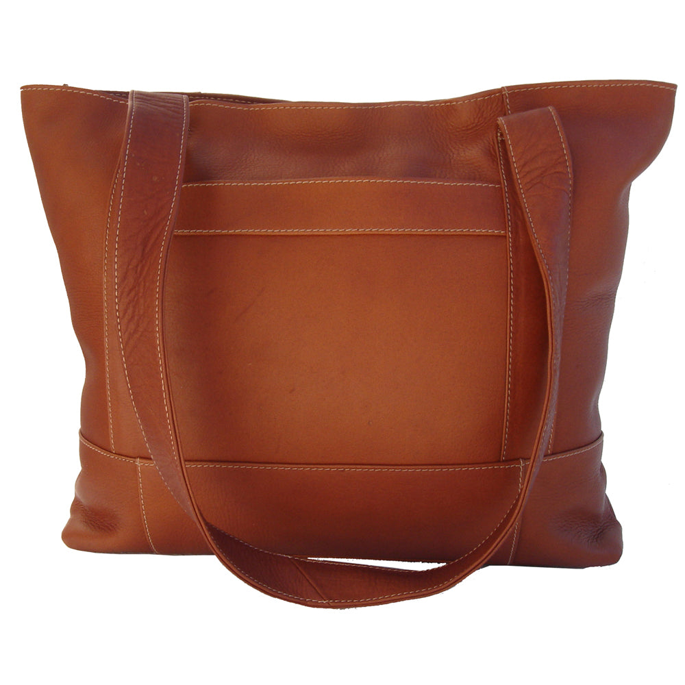 Piel Leather Top Zip Tote (Chocolate)